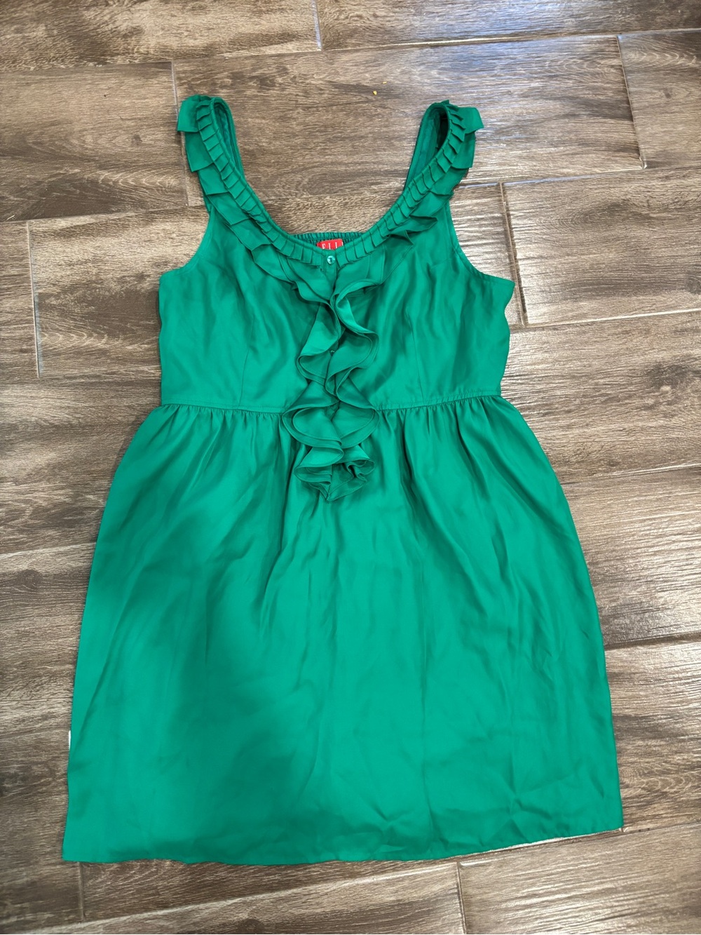 Kelly Green Ruffle-Front Sleeveless Mini Dress Women’s XL Resort Garden Party